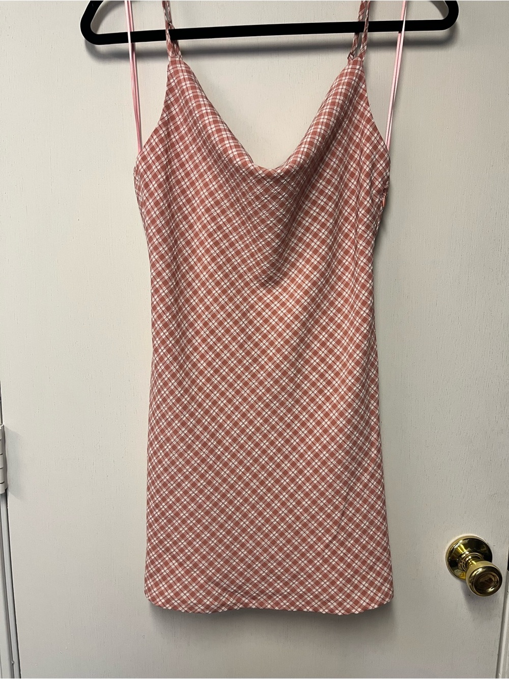Cotton Candy LA Pink Plaid Cowl Neck Mini Dress